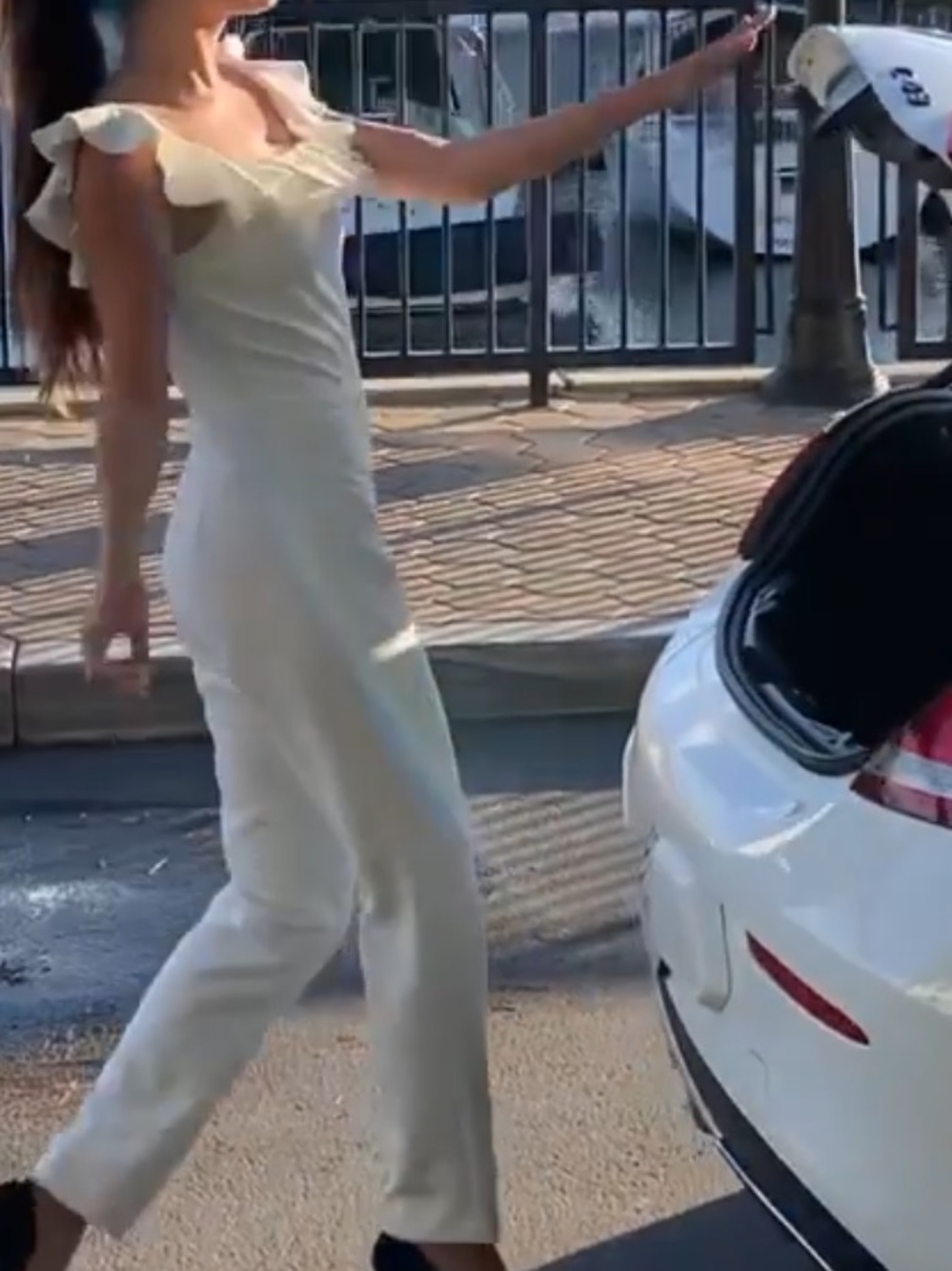 Cream Off-Shoulder Jumpsuit - Women's Sleeveless Jumpsuit